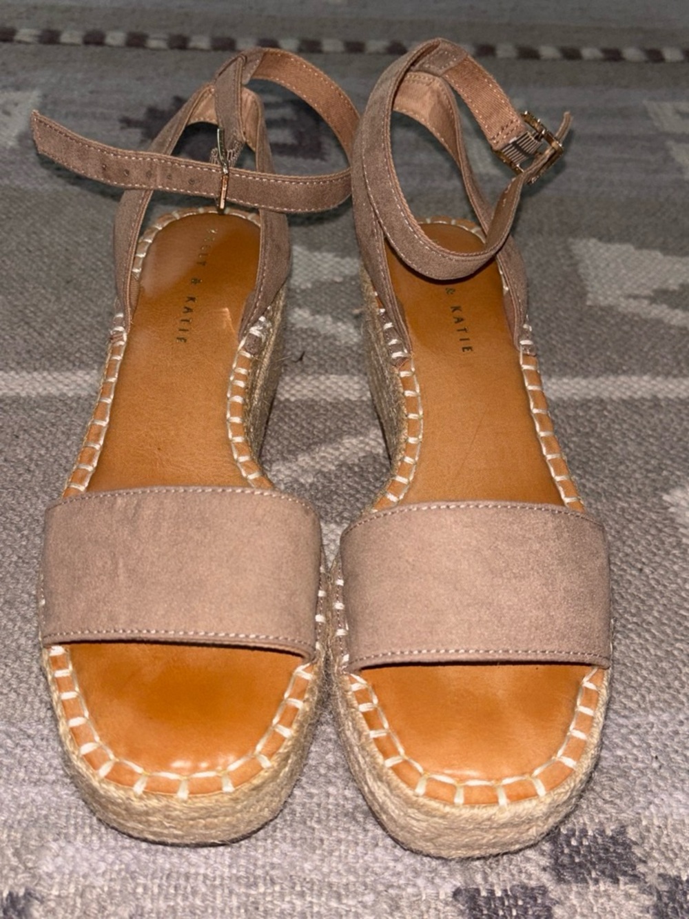 Kelly & Katie Taupe Espadrille Wedge Sandals